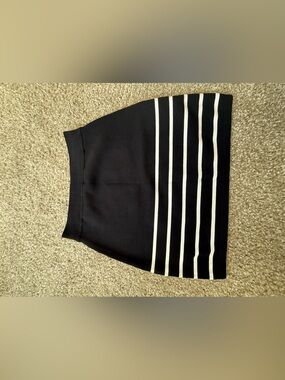 bebe Black Mini Skirt with White Striped Hem